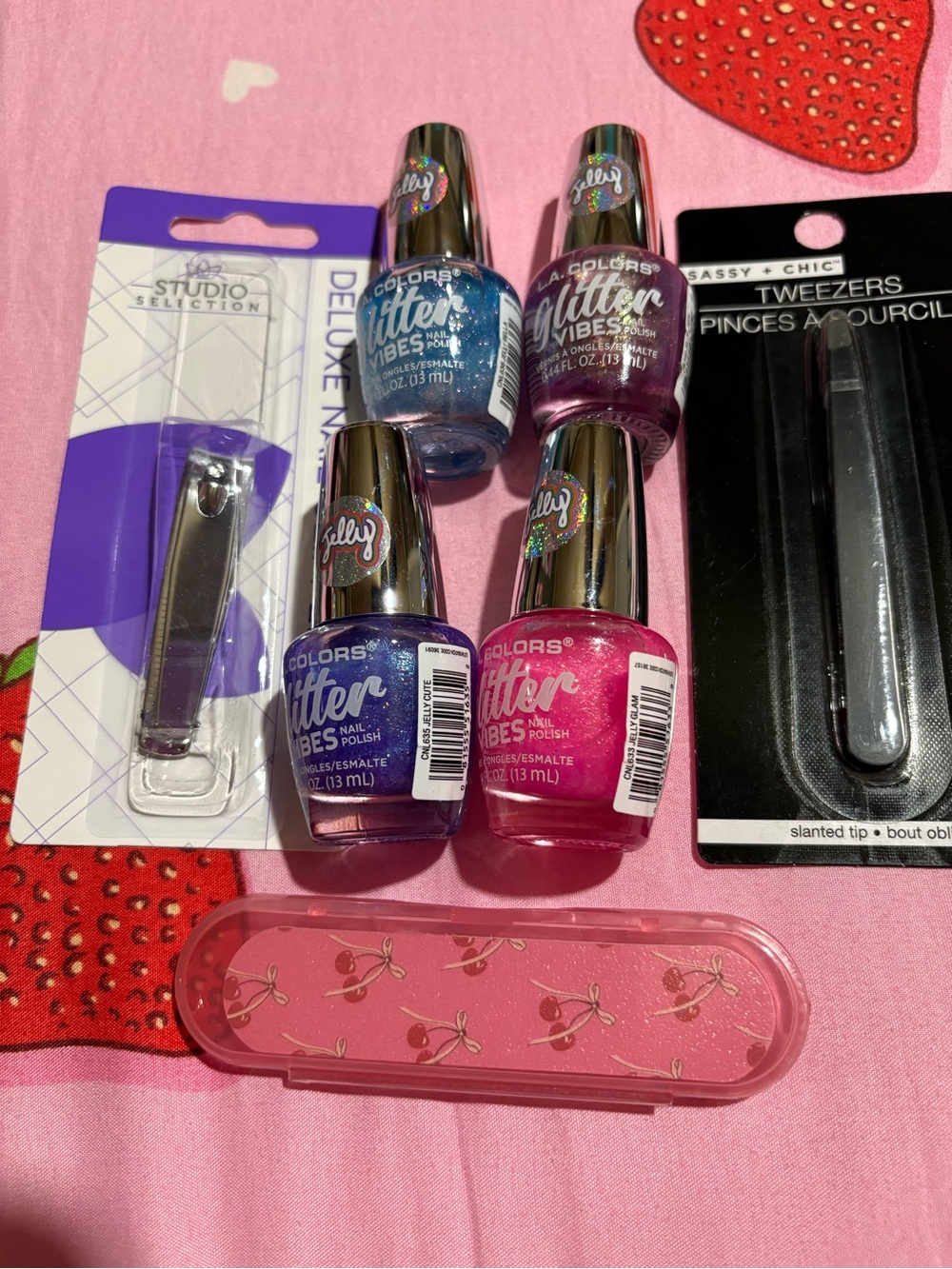 L.A. Colors Glitter Vibes Nail Polish Set - Blue, Purple, Pink